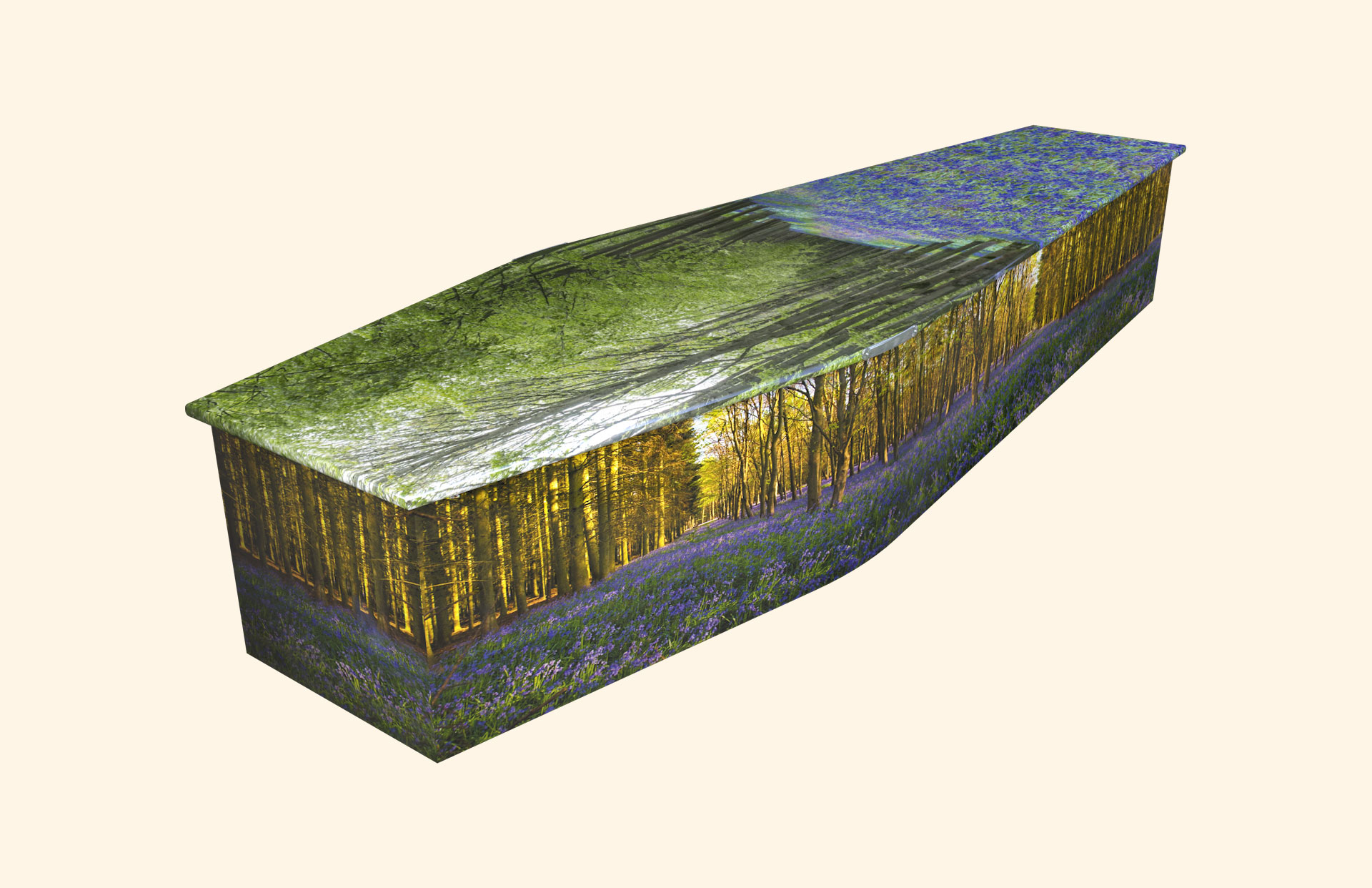 Bluebell Wood design on a traditional coffin